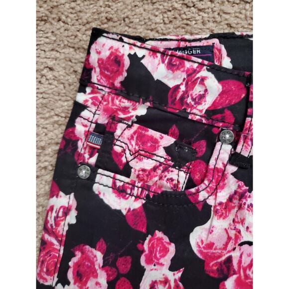 Vigoss Girls Youth Elastic Waistband Pink Floral 5 Pocket Capri Pants Size 10 - Picture 5 of 11